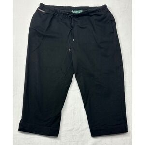 Lauren Ralph Lauren Women's Black Capri Pants Cotton Drawstring Elastic Waist 1X